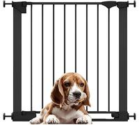 Bettacare SafeStep - Cancelletto per cani, nero, 75-82 cm, passaggio extra basso, cancello di sicurezza a pressione, cancello per animali domestici, per scale, corridoi e porte, facile installazione