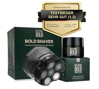 BETTER BE BOLD - Rasoio BOLD + Crema Calva Idratante 0 - 3 mm - Rasoio elettrico per uomini calvi - 6 lame flessibili - Fino a 30 rasature per carica - con custodia da viaggio - USB-C - delicato sulla