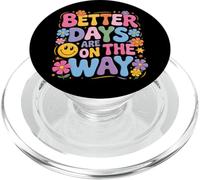 Better Days Are On The Way, simpatici fiori retrò a forma di faccia felice, divertenti PopSockets PopGrip per MagSafe