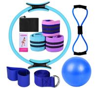 Better Kit per pilates, kit essenziale per pilates, da donna, fasce per allenamento glutei, palla da yoga da 25 cm, figura 8, fasce di resistenza per yoga e stretching (blu)