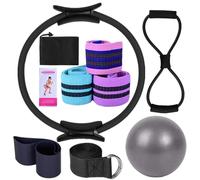 Better Kit per pilates, kit essenziale per pilates, da donna, fasce per allenamento glutei, palla da yoga da 25 cm, figura 8, fasce di resistenza per yoga (nero)