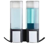 Better Living Clever - Dispenser Doppio per Doccia, a 2 camere, per Montaggio a Parete, per Bagno, Hotel, bagnoschiuma, Ganci per riporre Oggetti, Senza Trapano, Dispenser di Sapone per Shampoo