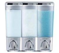 Better Living Products - Clear Choice, 3 dispenser da doccia per shampoo e sapone, 19,1 x 8,9 x 7,5, cromato.