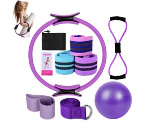 Better Me Pilates Essentials Kit for Women, 11-Piece Better Me Pilate Essential Kit, Booty Bands for Working Out Glutes Yoga Ball 25cm Figure 8 Resistance Band Yoga Bands for Stretching (Purple)
