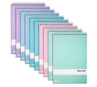 Better Office Products Blocchi a spirale Steno, confezione da 10, 15,2 x 22,9 cm, 80 fogli, carta bianca, riga Gregg, copertine assortite in colori pastello, 10 quaderni Steno