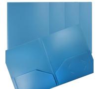 Better Office Products, cartella portadocumenti in plastica con 2 tasche, 24 pezzi, formato lettera, colore azzurro