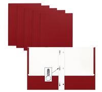 Better Office Products, cartelline a 2 tasche con rebbi, confezione da 50, texture opaca, formato lettera, confezione da 50, con 3 clip di fissaggio in metallo, colore: rosso