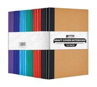 Better Office Products - Confezione da 24 quaderni in carta kraft, 10,4 x 14 cm, 120 g/m², 48 pagine bianche bianche senza righe, colori vivaci, colori assortiti di Better Office Products, mini quaderni con copertina morbida, quaderni artistici