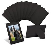 Better Office Products Cornici di carta per inserti da 10,2 x 15,2 cm, confezione da 50 cornici in cartoncino pesante con cavalletto, cornici di carta in piedi (nero)