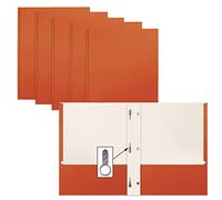 Better Office Products Orange Paper 2 Pocket Folders with Prongs, 50 Pack, Matte Texture, Letter Size Paper Folders, 50 Pack, with 3 Metal Prong Fastener Clips, Orange