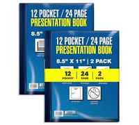 Better Office Products, portafoglio artistico con 12 tasche rilegate, blu con vista trasparente, 24 fogli di protezione, 21,5 x 21 cm, copertina in polietilene resistente, formato lettera, blu (2 pezzi)