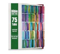 Better Office Products Tabelle della Bibbia, Antico e Nuovo Testamento, Foglio d'Oro, 75 Tabs Laminate Bibbia Indice (66 Nomi di Libri e 9 Vuoti), Schede Adesive Bibbia Cristiana (sfondo cielo