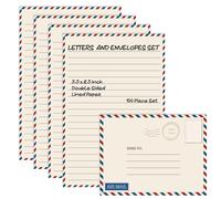 Better Office Products Vintage Airmail Mini set di cancelleria, set da 100 pezzi (50 fogli a righe + 50 buste abbinate), 14,0 x 21,0 cm, design, stampa su entrambi i lati, carta foderata su entrambi i