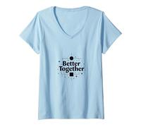 Better Together Bestie Twinning Cosmic Friendship Citazione Maglietta con Collo a V, Donna, Celeste, XXL