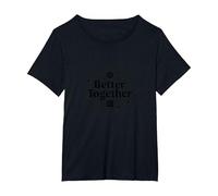Better Together Bestie Twinning Cosmic Friendship Citazione Maglietta, Donna Plus-Size, Nero, 6X