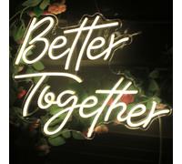 Better Together - Targa al neon LED bianco caldo, luci per addio al nubilato, decorazione da parete, fidanzamento, anniversario, festa, alimentazione USB 5 V (15,7 x 12,6 pollici)