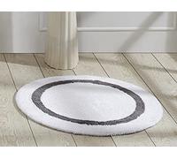 Better Trends Hotel Collection is Super Absorbent Reversible Double Sided Thick Bath Mat rug Machine Washable 100% Cotone, Motivo Pista da Corsa, Bianco e Grigio, 76 cm (Round)