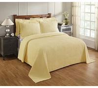 Better Trends, Jullian Collection - Copriletto per letto full/double size, 100% cotone, trapuntato, motivo a righe, morbido, confortevole, per tutte le stagioni, lavabile in lavatrice, giallo