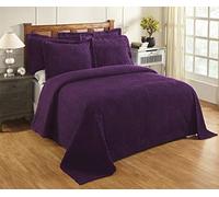 Better Trends, Jullian Collection - Copriletto per letto full/double size, 100% cotone, trapuntato, motivo a righe, morbido, confortevole, per tutte le stagioni, lavabile in lavatrice, color prugna