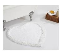 Better Trends Tappeto da bagno in 100% cotone, collezione Shaggy Border, ultra morbido, assorbente, ad asciugatura rapida, ideale per bagno, doccia, camera da letto, 76,2 cm, cuore bianco