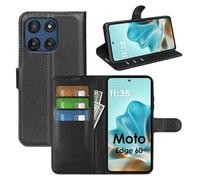betterfon Custodia compatibile con Motorola Moto Edge 60 / Edge 60 Fusion | Custodia a portafoglio in TPU di alta qualità con scomparti per carte di credito, chiusura magnetica, colore nero