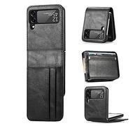 betterfon Custodia per Samsung Galaxy Z Flip 3 5G - Custodia Galaxy Z Flip3 5G, Flip Case Custodia a portafoglio con scomparti per carte di credito, per Samsung Z Flip 3 5G, nero