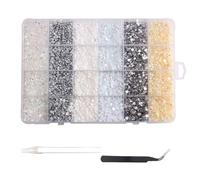 BetterJonny 18900 Strass Unghie, Kit Brillantini da Attaccare Make Up Flatback Strass 3mm Colorato Flatback Perle Nail Charms con Pinzette e Matita DIY Brillantini per Unghie Bedazzling 2/3/4/5mm
