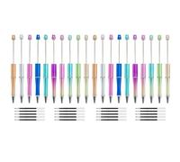 BetterJonny 20 penne con perline, in plastica, penne a sfera con inchiostro nero e blu, penne creative fai da te, penne assortite, simpatiche, per studenti, insegnanti, ufficio, scuola, 10 colori