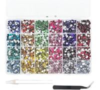 BetterJonny 6000 Strass Unghie, Kit Brillantini da Attaccare Make Up Flatback Strass 3mm Brillantini Colorato Flatback Perle Nail Charms con Pinzette e Matita DIY Brillantini per Unghie Bedazzling,E