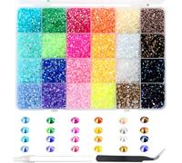 BetterJonny 6000 Strass Unghie, Kit Brillantini da Attaccare Make Up Flatback Strass 3mm Brillantini Colorato Flatback Perle Nail Charms con Pinzette e Matita DIY Brillantini per Unghie Bedazzling,C