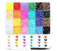 BetterJonny 6000 Strass Unghie, Kit Brillantini da Attaccare Make Up Flatback Strass 3mm Brillantini Colorato Flatback Perle Nail Charms con Pinzette e Matita DIY Brillantini per Unghie Bedazzling,A