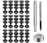BetterJonny - Set di 220 bottoni a pressione in ottone resistente, 15 mm, con 3 strumenti di regolazione per borsa da barca, in pelle, fai da te