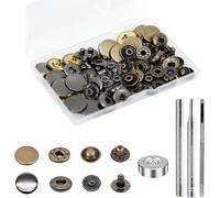 BetterJonny Set di 24 Bottoni Automatici in Ottone Φ17 mm Rame Metallo Bronzo Con Attrezzi di Fissaggio Kit per Pelle Jeans Giacca Portafoglio Borsetta