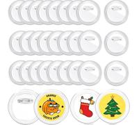 BetterJonny - Set di 30 bottoni fai da te, trasparenti da 80 mm, fai da te, bottoni trasparenti con spilla di sicurezza, bottone, spille per bambini, abbigliamento fotografico, scuola