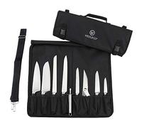 BETTERLE Borsa a rullo per coltelli da chef, 8 scomparti, resistente, porta utensili multiuso, con manico e tracolla, Nero , Classico