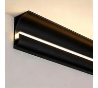 bettght Decorazione per interni da 1 2 4 5 6 7 8 9 10 m, battiscopa tagliabile per soffitto con canali LED, modanatura a LED, modanatura per parete, angolo o soffitto (nero, 9 m)