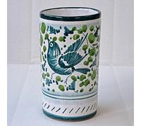 Bettini Deruta | Portapenne Arabesco Verde Ceramica Dipinto a Mano - H 12,5 cm