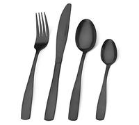 Bettlife Set da tavola da 16 pezzi - posate e posate in acciaio inox con coltello e forchetta nero opaco, servizio per 4 persone, lavabile in lavastoviglie