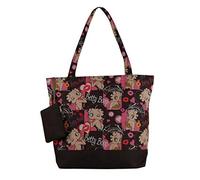 Betty Boop - Borsa da donna a tracolla o a tracolla, Nero (nero multicolore), Large
