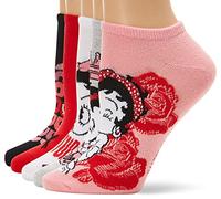 Betty Boop Donna Classic 5 Pack No Show Calzini alla caviglia, Bianco assortiti, 9-11
