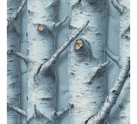 Betulla 3D Pellicola Adesiva per Mobili Grigio Foresta Rami Albero Carta da Parati Rimovibile Autoadesiva Opaco Ispessita Wallpaper Impermeabile Rullo Sticker per Cucina Armadio Porta 0.52x5 m