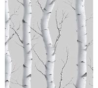 Betulla 3D Pellicola Adesiva per Mobili Grigio Foresta Rami Albero Carta da Parati Rimovibile Autoadesiva Opaco Ispessita Wallpaper Impermeabile Rullo Sticker per Cucina Armadio Porta 0.45x5 m