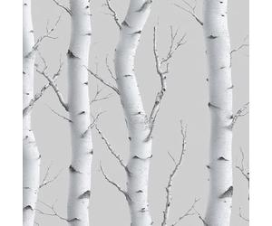 Betulla 3D Pellicola Adesiva per Mobili Grigio Foresta Rami Albero Carta da Parati Rimovibile Autoadesiva Opaco Ispessita Wallpaper Impermeabile Rullo Sticker per Cucina Armadio Porta 0.52x10 m