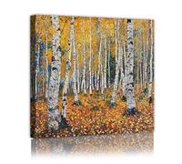 Betulla Autunno Tela Arte Della Parete Foresta Pittura Immagini Stampe Opere d'Arte per Vivere Home Decor Vibrante Colori Autunnali Murale 45x45cm Innerframe