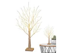 Betulla con luci a LED - albero di Natale con luci a LED bianche calde e 144 LED | Albero artificiale da tavolo da 23,62 pollici per camera da letto, scrivania, libreria, decorazione natalizia