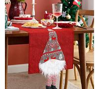 Betylifoy Runner da Tavola di Natale Gambe Lunghe Gnomi di Babbo Natale Biancheria da Tavola Rustica di Natale Runner da Tavola Rosso per Decorazioni Natalizie Festa di Natale