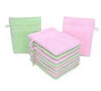 Betz 10 guanti da bagno manopola Palermo 100% cotone misure 16 x 21 cm colore rosa e verde