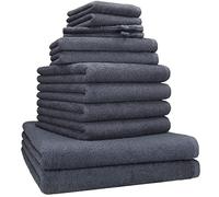 Betz 12 pezzi set di ascuigamani BERLIN 100% cotone Asciugamani da Doccia asciugamani Asciugamani per Ospiti Lavette Guanti da Bagno Colore grigio scuro - BERLIN
