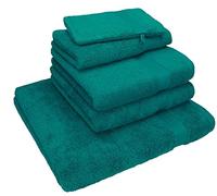 Betz 5 pezzi set di asciugamani NICE Pack 100% cotone 1 asciugamano per la doccia 2 asciugamani per le mani 1 asciugamano per gli ospiti 1 guanto da bagno (verde smeraldo)