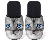 Betz Ciabatte Pantolette Slipper Lei e Lui Jersey Taglia M/L, Gatto con gli occhi azzurri, Medium
